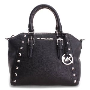 Michael Kors black studded satchel